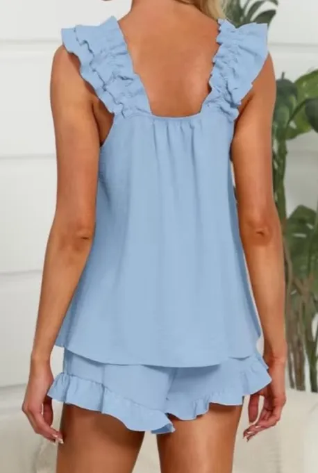 Boutique Solid Color Loungewear Sweet Vest And Shorts Two-Piece Women's Summer Pajamas - Image 4