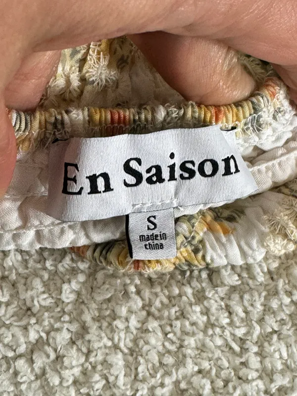 En Saison Skirt Womens Size Small ruched floral eyelet Ruffle Mini Tiered Boho - Image 6