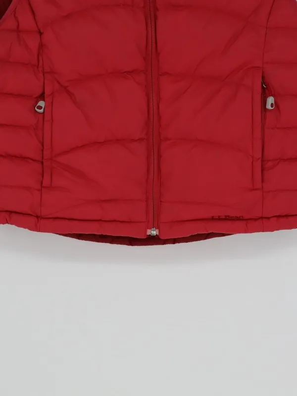 L.L.Bean Women’s Reversible Red Large Goose Down Puffer Vest Full Zip Outdoor - Image 3