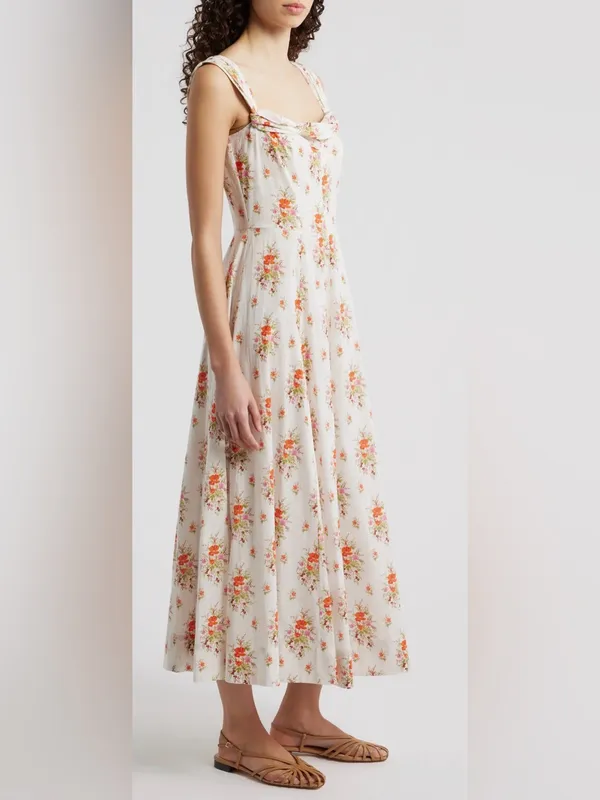 NEW DÔEN Clea Print Sleeveless Organic Cotton Maxi Dress sz S - Image 3