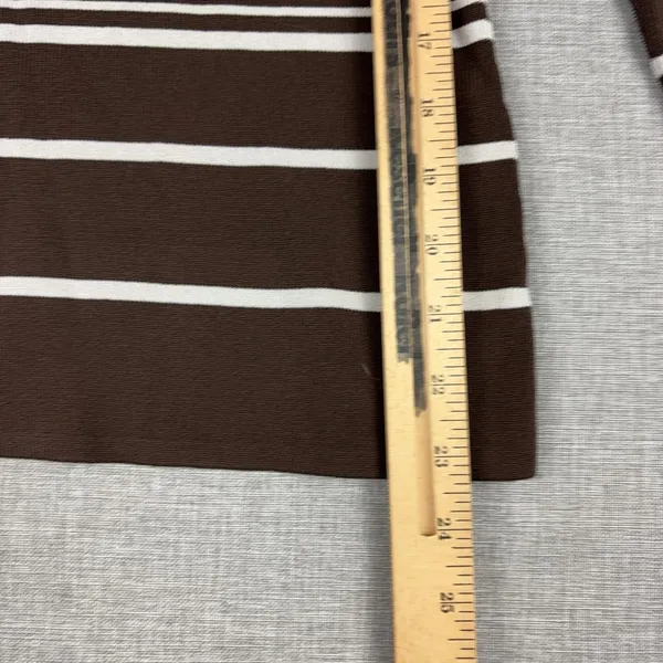 Anthropologie Peck & Peck Sweater Womens L Brown Striped Crew Neck 3/4 Sleeve - Image 4