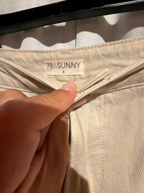 78&Sunny Pants Size 6 Beige Cotton Twill Trousers - Image 2