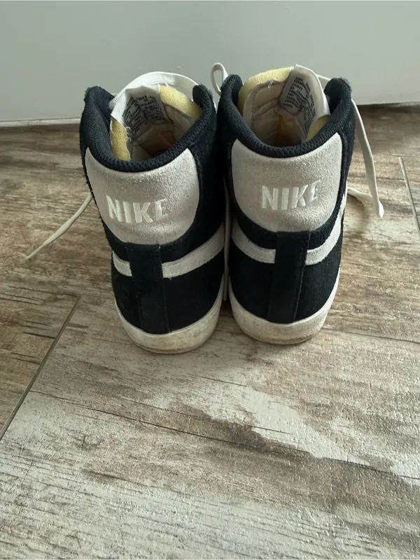 Nike Women's High-Top Suede Sneakers in Black and Cream - Custom - Image 4