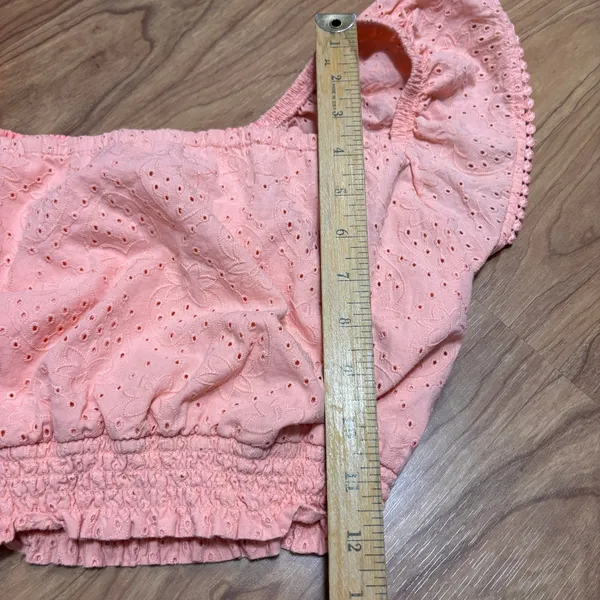 Happily Grey Eyelet Crop Top Women S Peach Fruit‎ Smocked Boho Cottage Prairie - Image 7