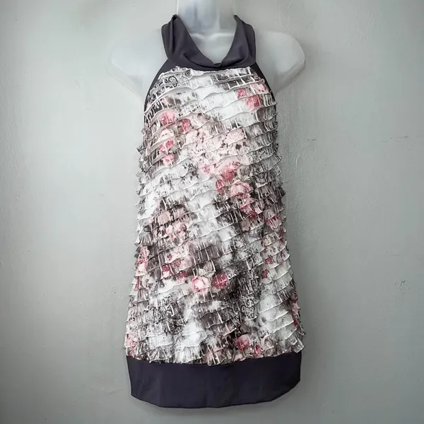 Studio Y Size Large Tiered Ruffle Halter Top Blouson Y2K Fairy Grunge Romantic - Image 3