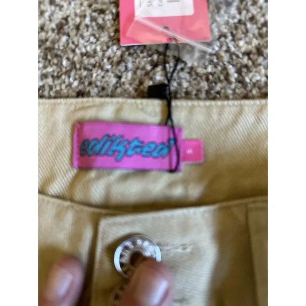 Edikted Khaki Metal O-Ring Miniskirt Distressed Hem S NWT - Image 8