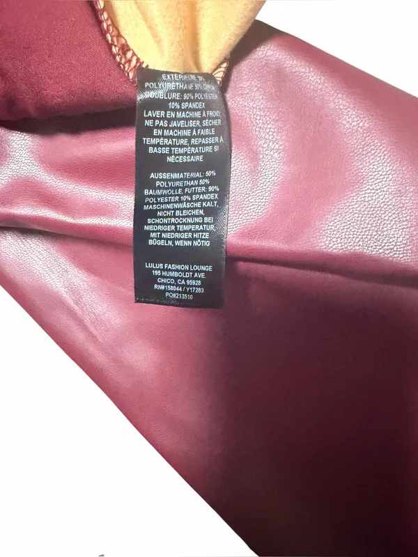 Lulus Vegan Leather High Rise Straight Leg Cropped Burgundy Pants Size Small - Image 7
