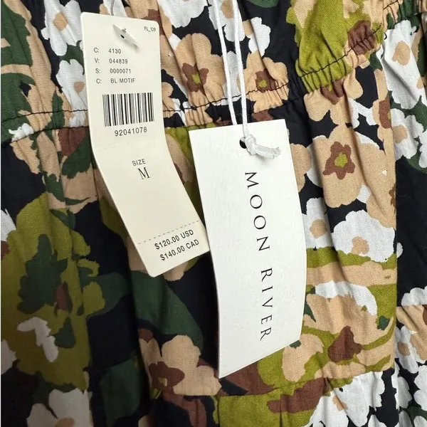 NWT Anthropologie Moon River V-Neck Shirred Midi Dress Sz. M - Image 6