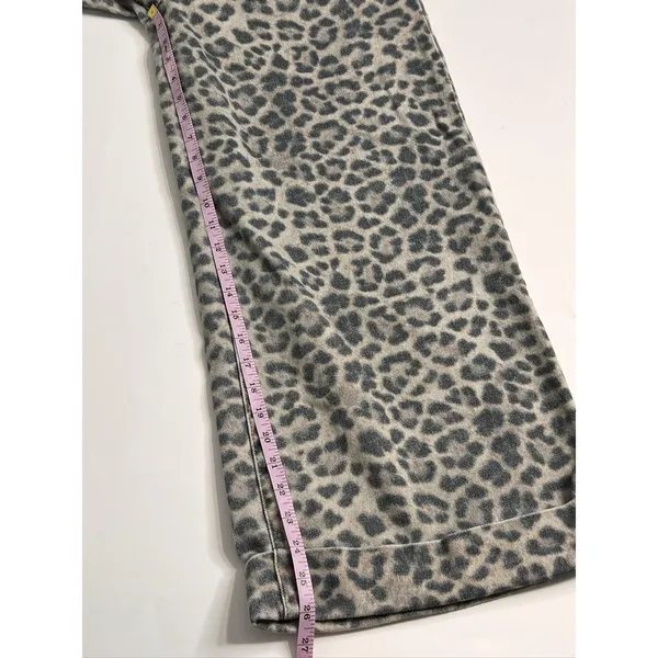 Pilcro Leopard Animal Print Wide Leg Pants Size 28 Petite High-Rise Cuffed Hem - Image 10