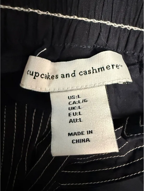 Cupcakes and Cashmere Black Tiered Midi Skirt with Belt, Size L - Image 3