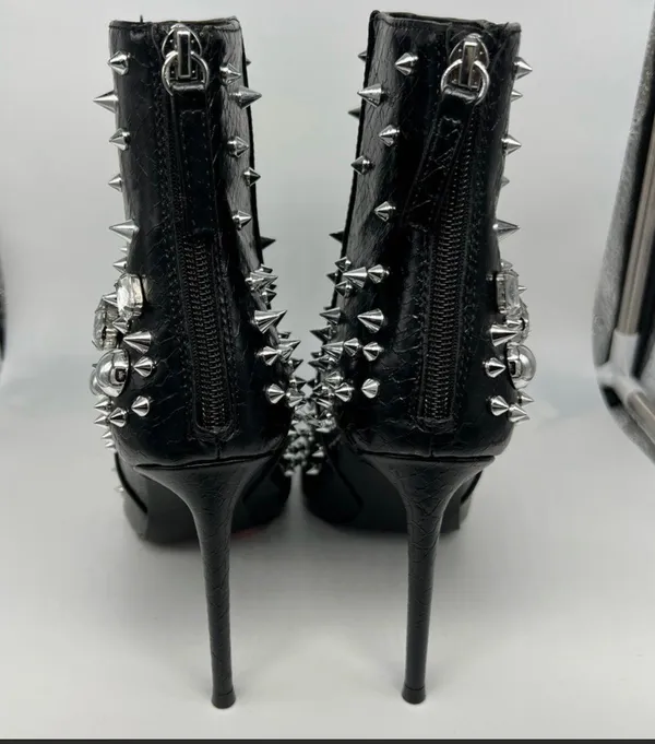 Black Viceroy Studded Bootie Boots Heels - Image 4