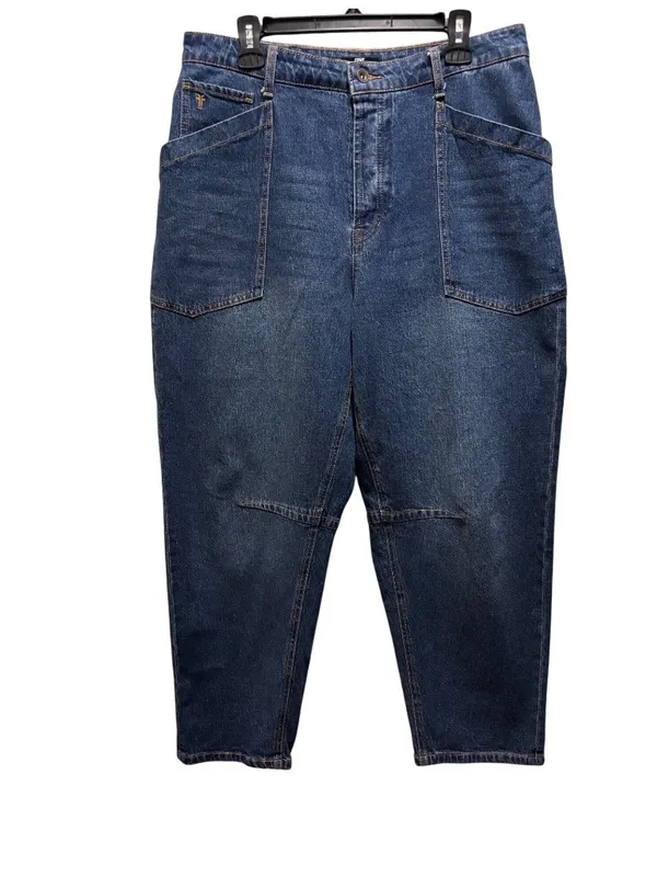 FRYE High Waisted Barrel Leg Jeans Size 10 Dark Wash - Image 3
