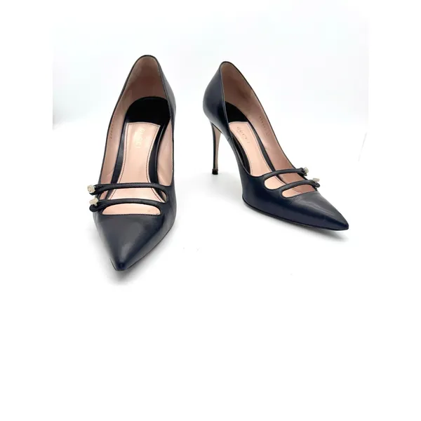 Gucci Aneta Black Button Detail Stiletto Pumps Pointed Toe Size EU 41 - Image 11