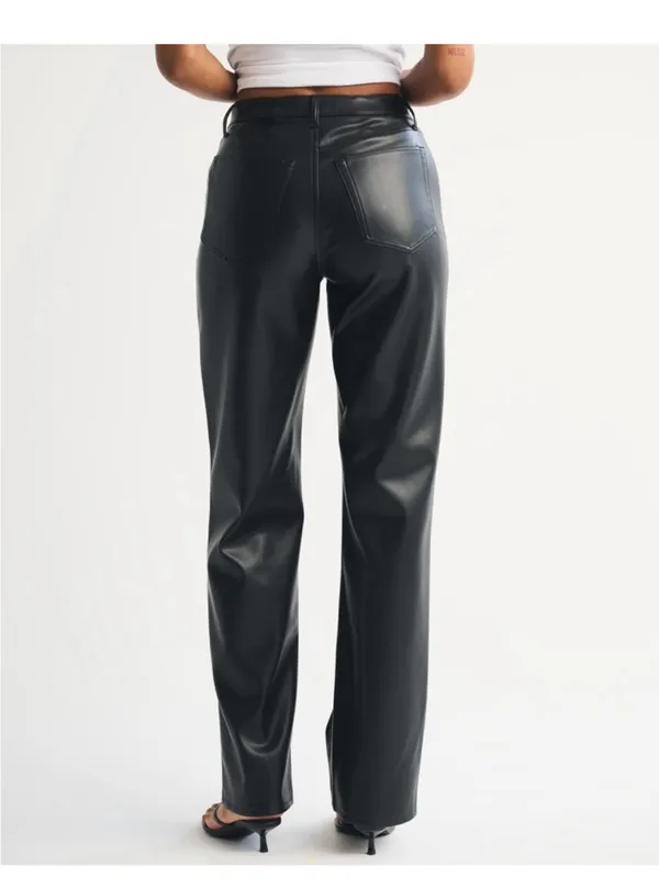 Abercrombie & Fitch Curve Love High Rise 90s Relaxed Vegan Leather Pants - Image 5