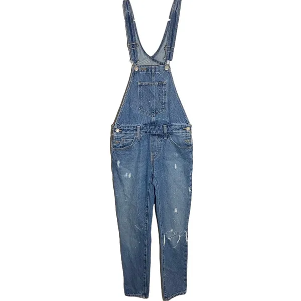 Levi's Bib Overalls Jeans 100% Cotton Adjustable Distressed Straight Med Wash XS - Image 3