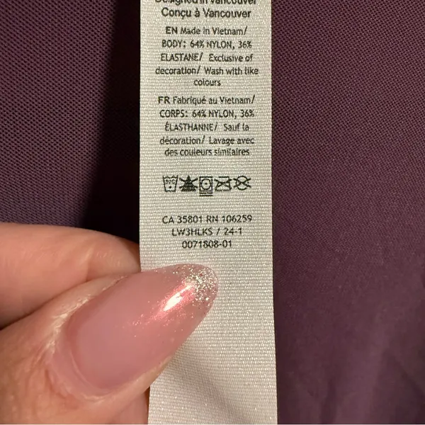 Lululemon Keyhole Mesh Long Top in Grape Tristle Purple- Size 8 - Image 6