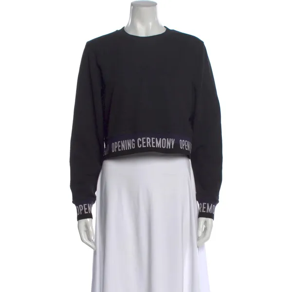 Opening Ceremony Cropped Logo Pullover Sweatshirt Minimalist Capsule Preppy - Image 2