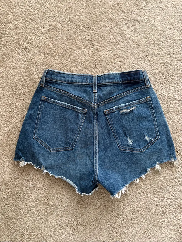 Abercrombie and fitch blue distress Raw Hem Distressed Denim Shorts 30(10) NWT - Image 7