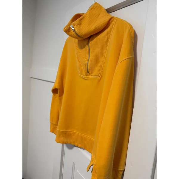 C&C California Womens Sunwashed Quarter Zip Sweatshirt Orange Large Relaxed Fit - Image 9