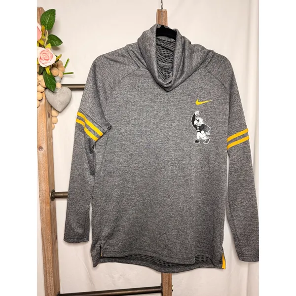 Nike Iowa Hawkeyes Cowl Neck Pullover Top Womens Medium Grey Herky the Hawk NCAA - Image 2