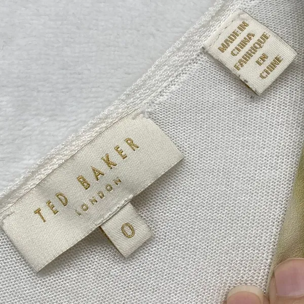 Ted Baker‎ London Blouse Womens 0 Floral Print White Multi Botanical *Flaw - Image 4