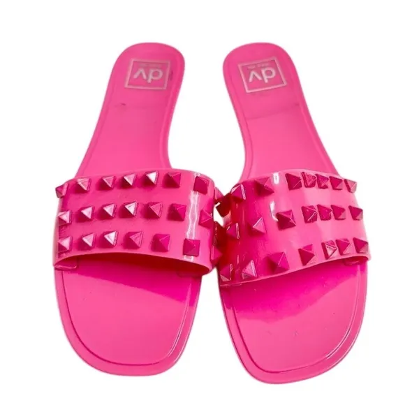 DV Dolce Vita Skylar Hot Pink Studded Jelly‎ Slide Sandals Womens Size 5M - Image 3