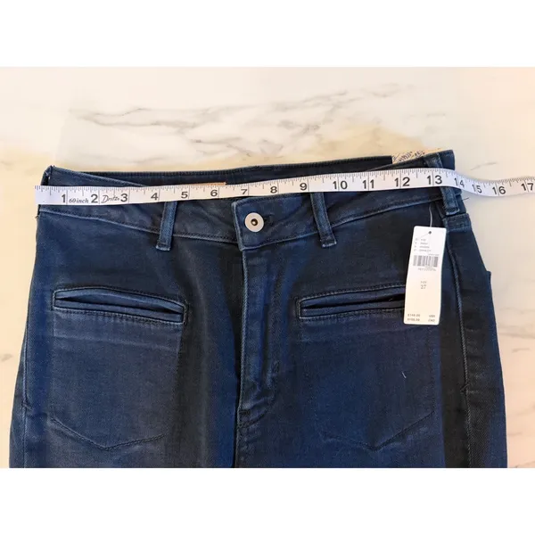 Pilcro‎ Anthropologie High-Rise Flare Jeans Dark Indigo Patch Pocket Size 27 NEW - Image 12