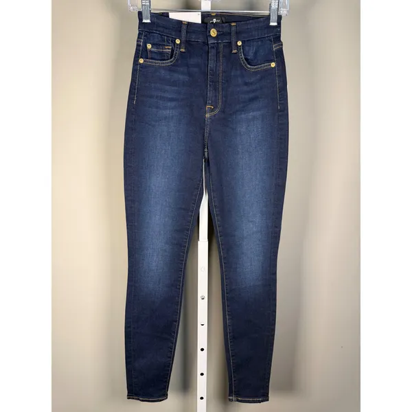 7 For All Mankind‎ Slim Illusion Luxe High Waist Ankle Skinny Jeans 24 NWT - Image 2