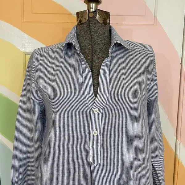Harshman Collette Tuckernuck Stripe Tunic Shirt Dress 100% Linen Sz XS 🧡🎀 - Image 4