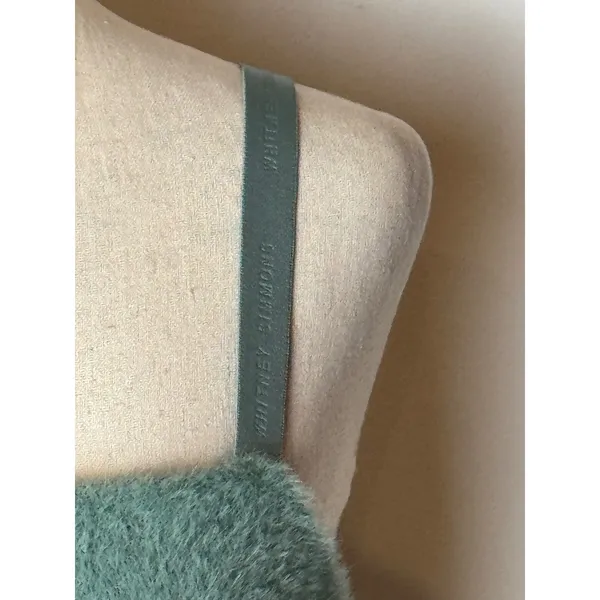Gymshark‎ Whitney Simmons Sports Bra Large Green Eyelash Fuzzy Knit Bandau Top - Image 6