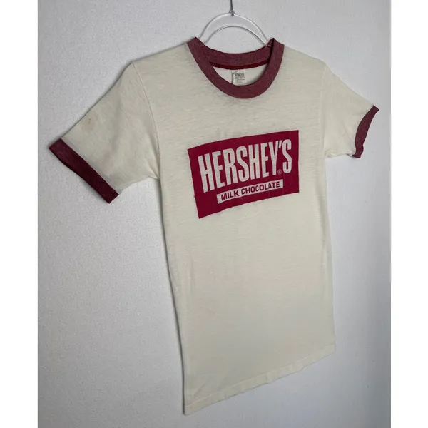 Vintage 90s Hershey’s Milk Chocolate Ringer Tee USA Made Slim Fit Small - Image 7