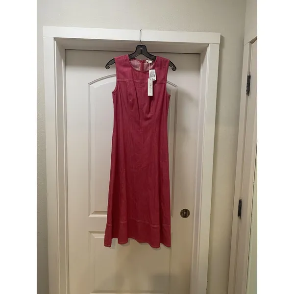 Shoshanna Cora Dress Womens 4 Strawberry Sleeveless Midi A-Line Pockets NWT USA - Image 2