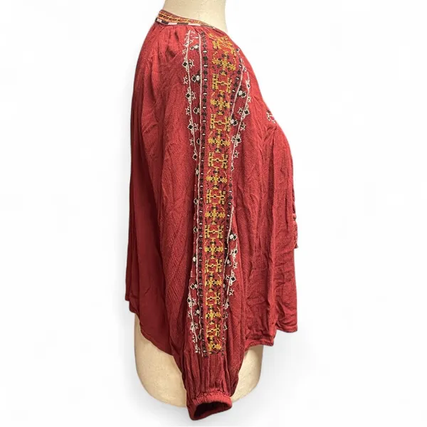 American Eagle Festival Bohemian Embroidered Peasant Flowy Hippie‎ Top Medium - Image 3