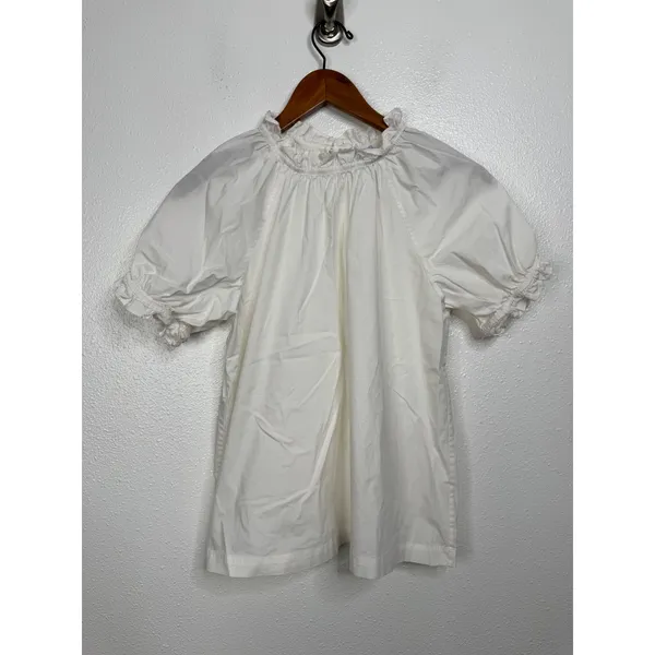 Hill House Home The Ruffle Top White Cotton Puff Sleeve Victorian Blouse Small - Image 2