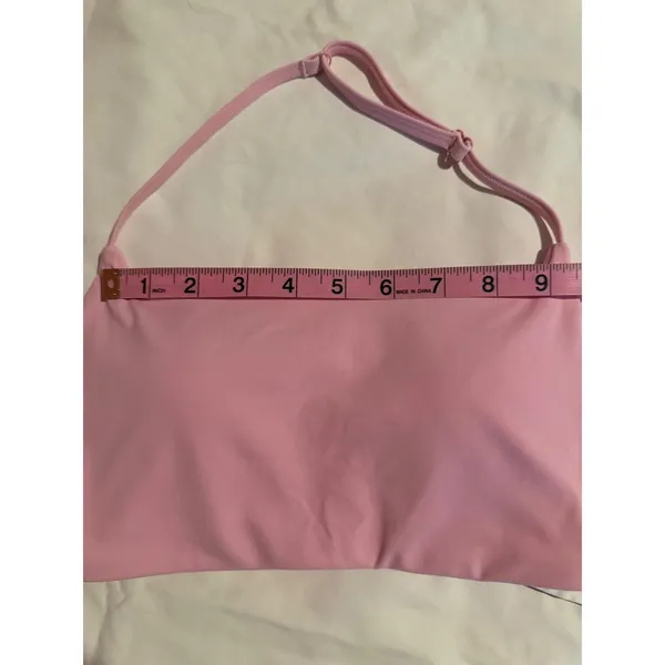 Light Pink Halter Bandeau Bikini Top‎ Adjustable Strap Solid Minimalist Swimwear - Image 3