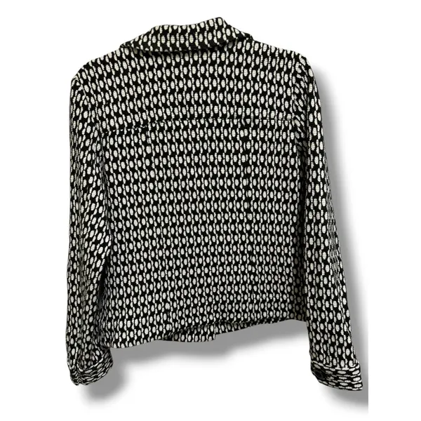 Chico's Black White Geometric Textured Knit Blazer Jacket Size‎ 1 Medium 8 - Image 3