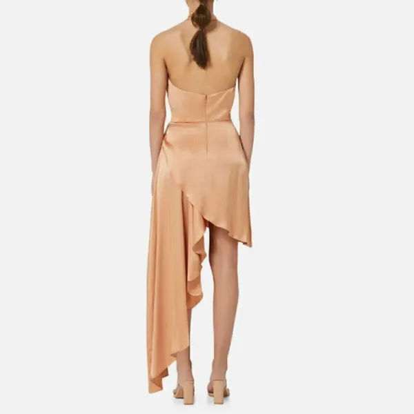 Elliatt E8062201‎ Lambent Asymmetric Halter Dress Sz M Camel Beige - Image 2