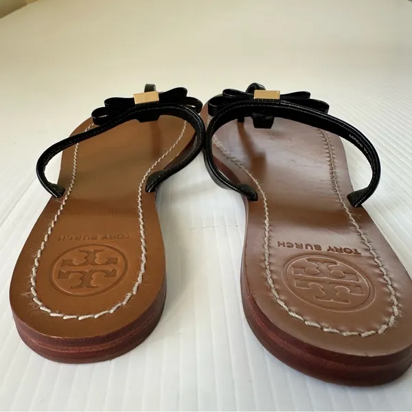 Tory Burch Leighanne Patent Leather Sandals Black, 8.5 - Image 8