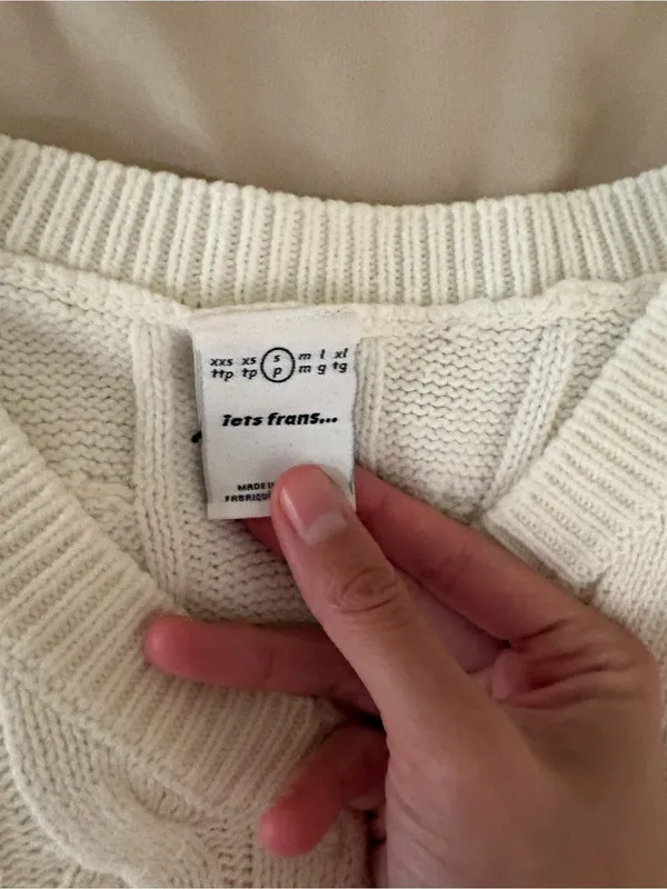 Iets Frans White Cable Knit Crop Top - Image 2