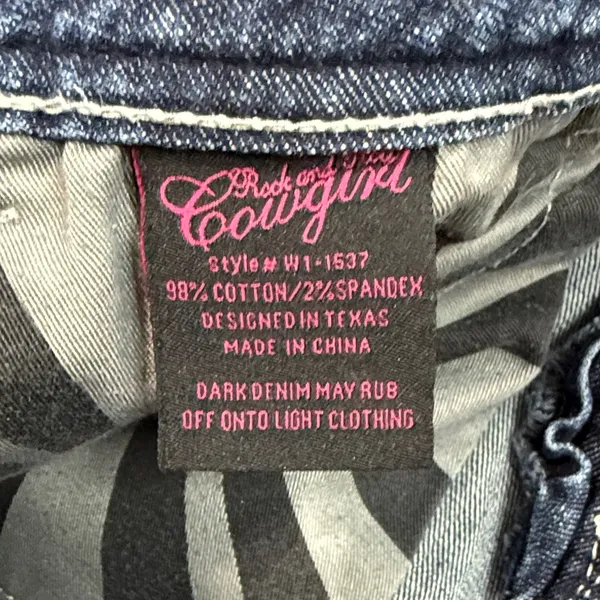Rock & Roll Women's Dark Blue Boot Cut Jeans Size 31 - Image 8