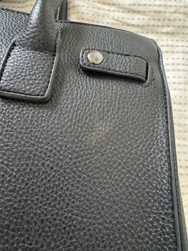 Women’s black handle bag with metal design in the front - Image 11