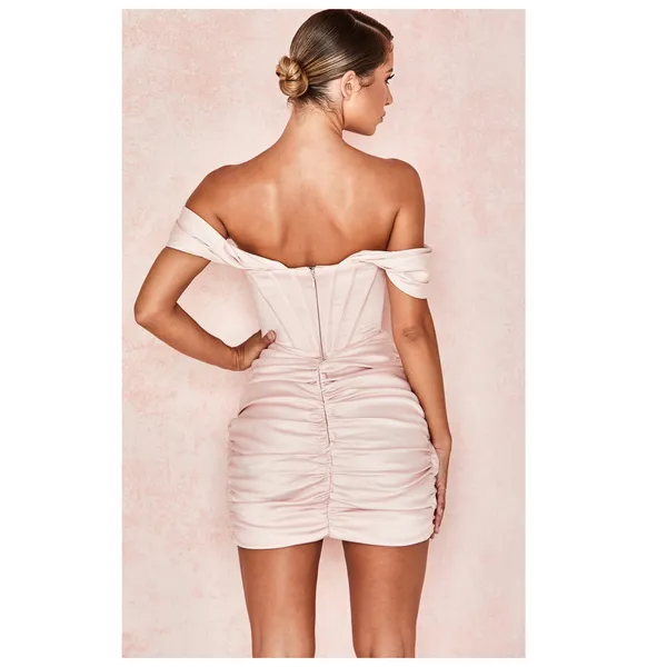 NEW House of CB Coraline Blush Satin Corset Dress Size Medium - Image 8