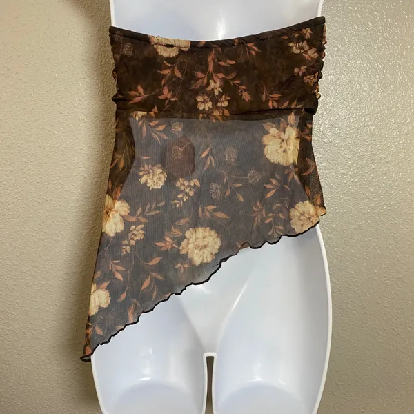 NWT Ruby & Jewell Brown Tube Top Medium Asymmetrical Fairycore Y2K Festival Mesh - Image 2