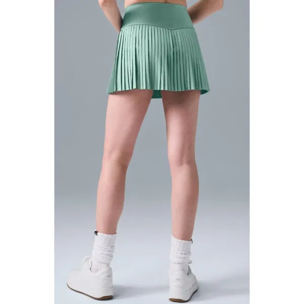 Alo Airlift Grand Slam Tennis Skirt Botanical Green High-Rise Waist Pleats Skort - Image 4