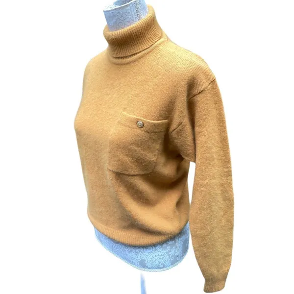 Jones New York Vintage Mustard Yellow Lambswool Angora Turtleneck Sweater Size P/M 80s 90s - Image 3