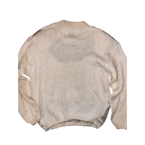 Vintage Nuggets Chunky Hand Knit Cream Grandma Sweater‎ Boho Cottagecore Size M - Image 6