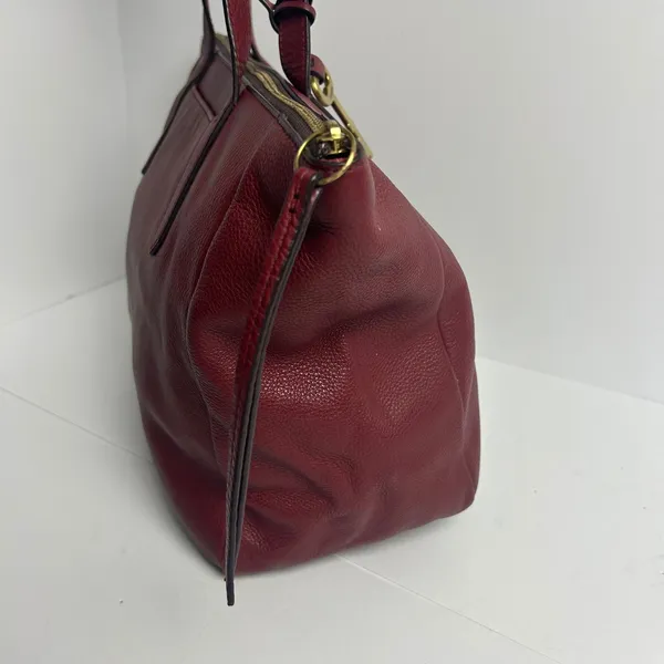 Fossil Rachel Tote Bag Burgundy Pebbled Leather Zip Top Shoulder Bag Gold Key - Image 10