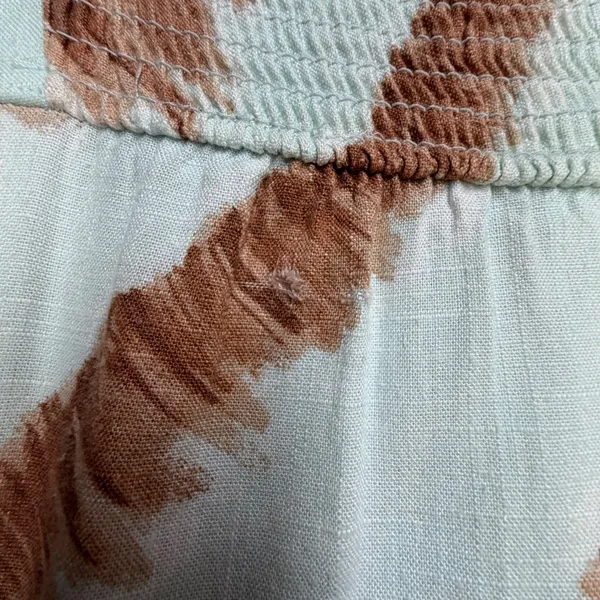 Moon‎ River Brown White Brushstroke Linen Blend Midi Dress Tie Strap Cutout Med - Image 7
