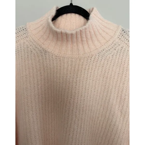 Pilcro Dawn Mock-Neck Chunky Sweater Cream/Peach Women's Size Large - Image 3