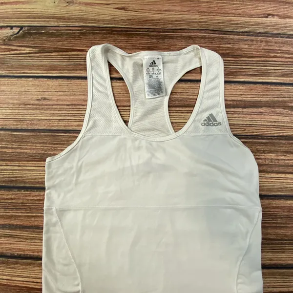 Adidas Tank Top Women's XS White Climalite Racerback Athletic Gym Shirt - Image 2